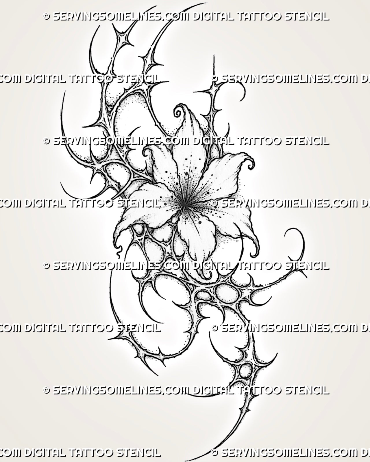 tribal lily flower tattoos Cybersigilism Flower Tattoo Stencil