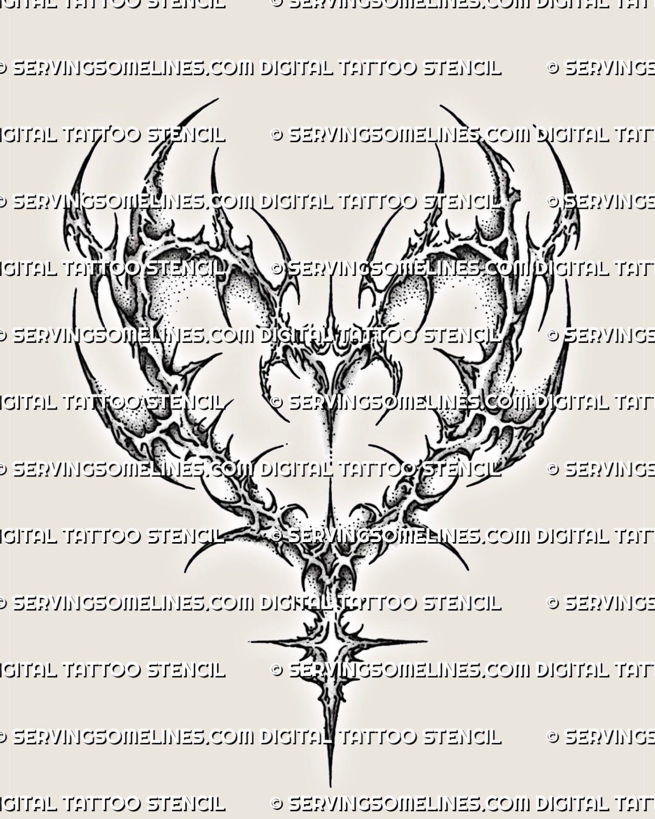Cybersigilism Heart Tattoo Stencil, Sigil Heart Design ServingSomeLines