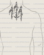 111 tattoo stencil download for back of neck placement, clean angel number 111 design in cyber sigil style, printable high resolution stencil files.