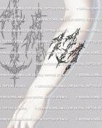 111 tattoo stencil files for forearm placement, cybersigilism number tattoo design made for stencil printing, includes PNG JPG PDF instant download.