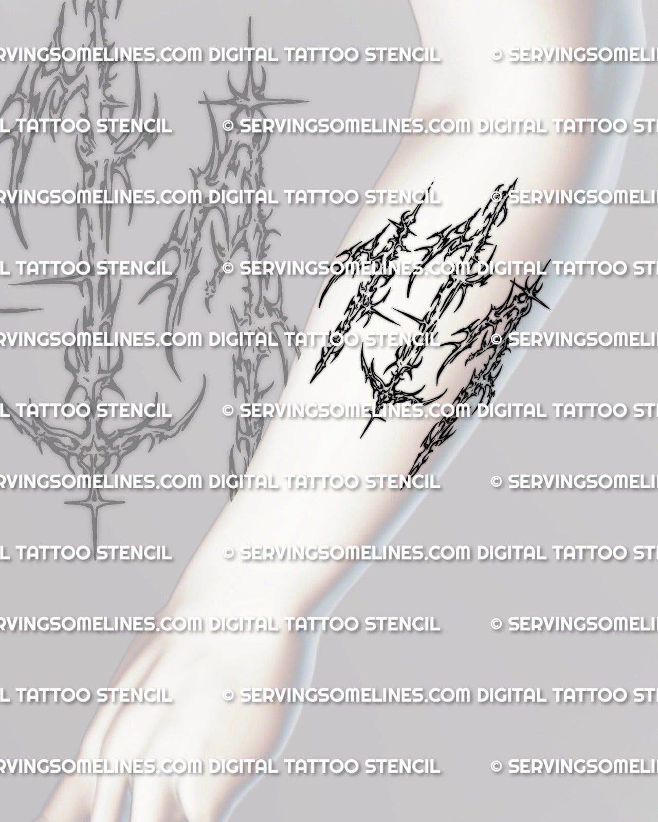 111 tattoo stencil files for forearm placement, cybersigilism number tattoo design made for stencil printing, includes PNG JPG PDF instant download.