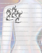 222 tattoo stencil displayed on upper back shoulder placement example, cyber sigil number design, printable stencil download