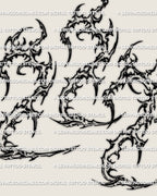 Close detail view of 222 angel number tattoo stencil, cyber sigil strokes and pointed accents, high-res print file