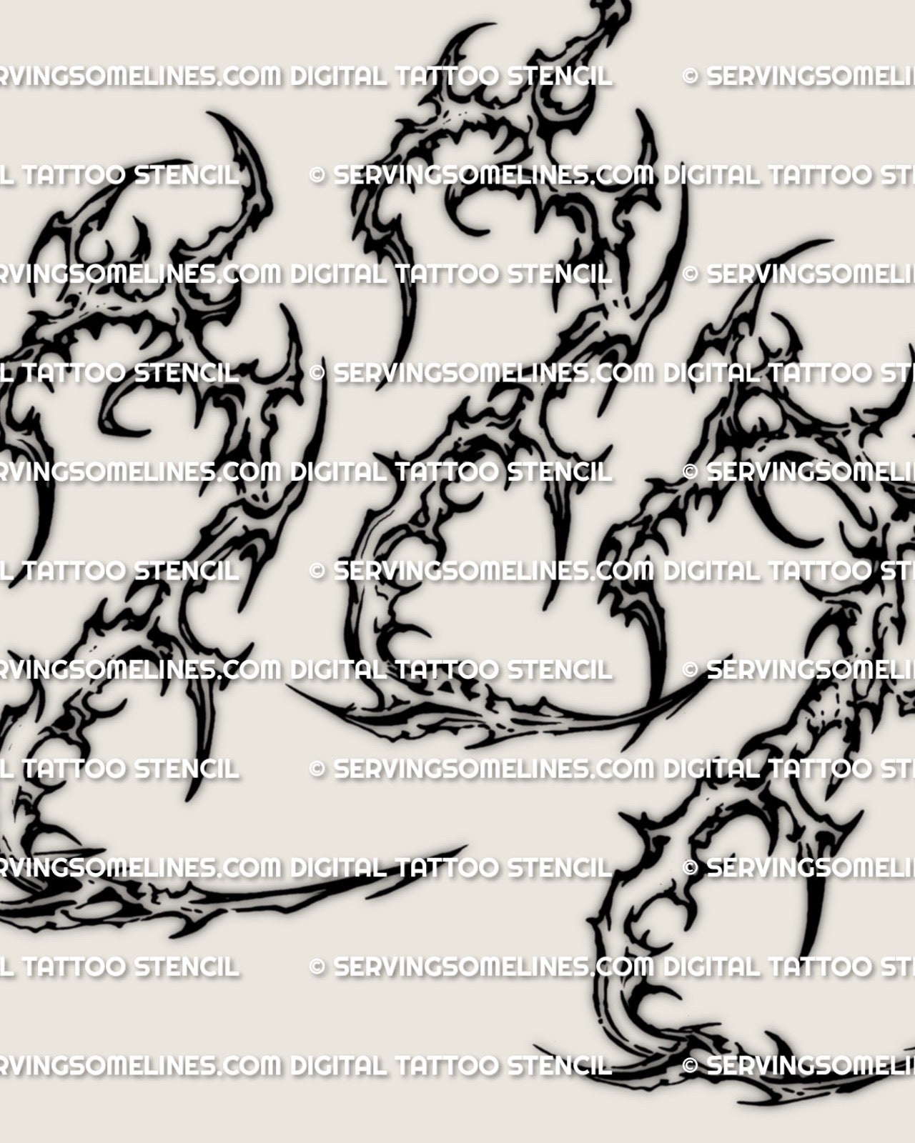 Close detail view of 222 angel number tattoo stencil, cyber sigil strokes and pointed accents, high-res print file