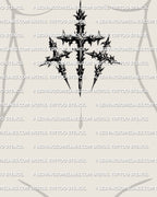 3 cross tattoo displayed on womens stomach placement, three cross tattoo stencil, calvary cross tattoo design, crisp lines.