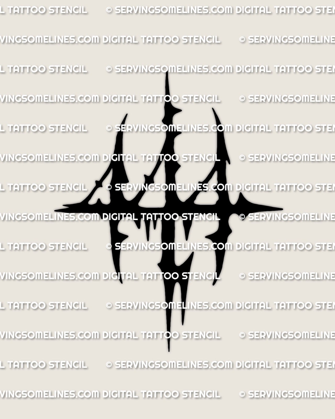 ＊原画オーダー＊ 444 Tattoo Stencil, Bold Angel Number Design, Instant Download
