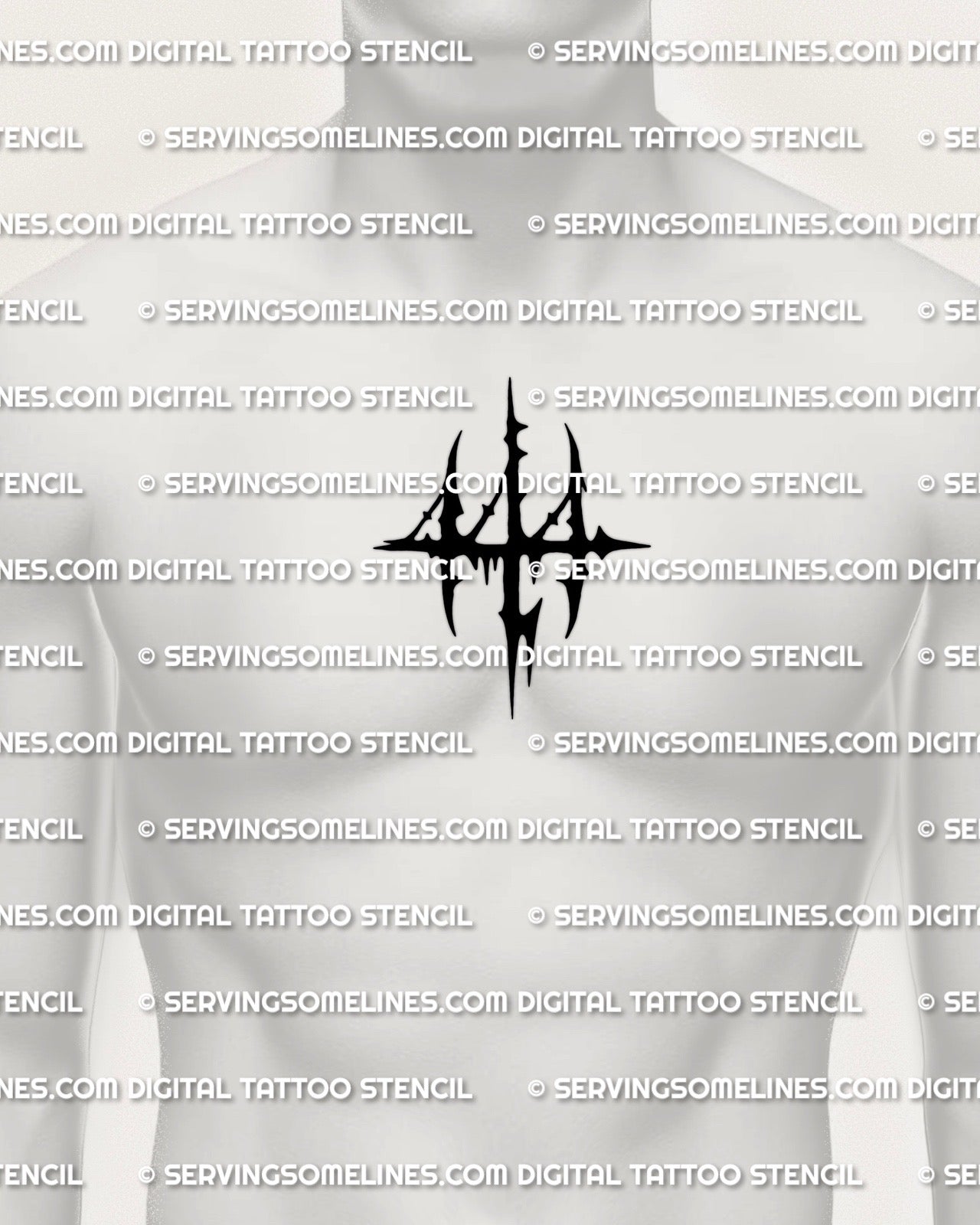 ＊原画オーダー＊ 444 Tattoo Stencil, Bold Angel Number Design, Instant Download