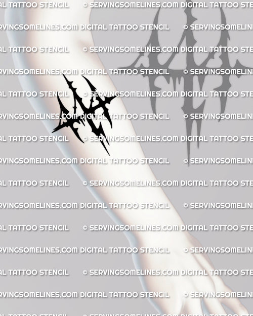 444 tattoo stencil shown on forearm placement, bold black angel number style, clean printable stencil files