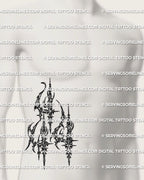 Men’s side stomach placement preview, 444 tattoo stencil download, cyber sigil number tattoo design for transfer.