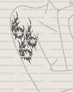 666 number tattoo stencil in cyber sigil style shown on feminine arm placement, instant PNG JPG PDF files