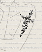 womens arm tattoo mockup with angel wing dagger and rose accents, feminine romantic weapon design available as digital tattoo stencil download