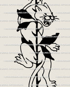 Close up black rose tattoo design showing detailed petals and smooth panther outline in gothic style