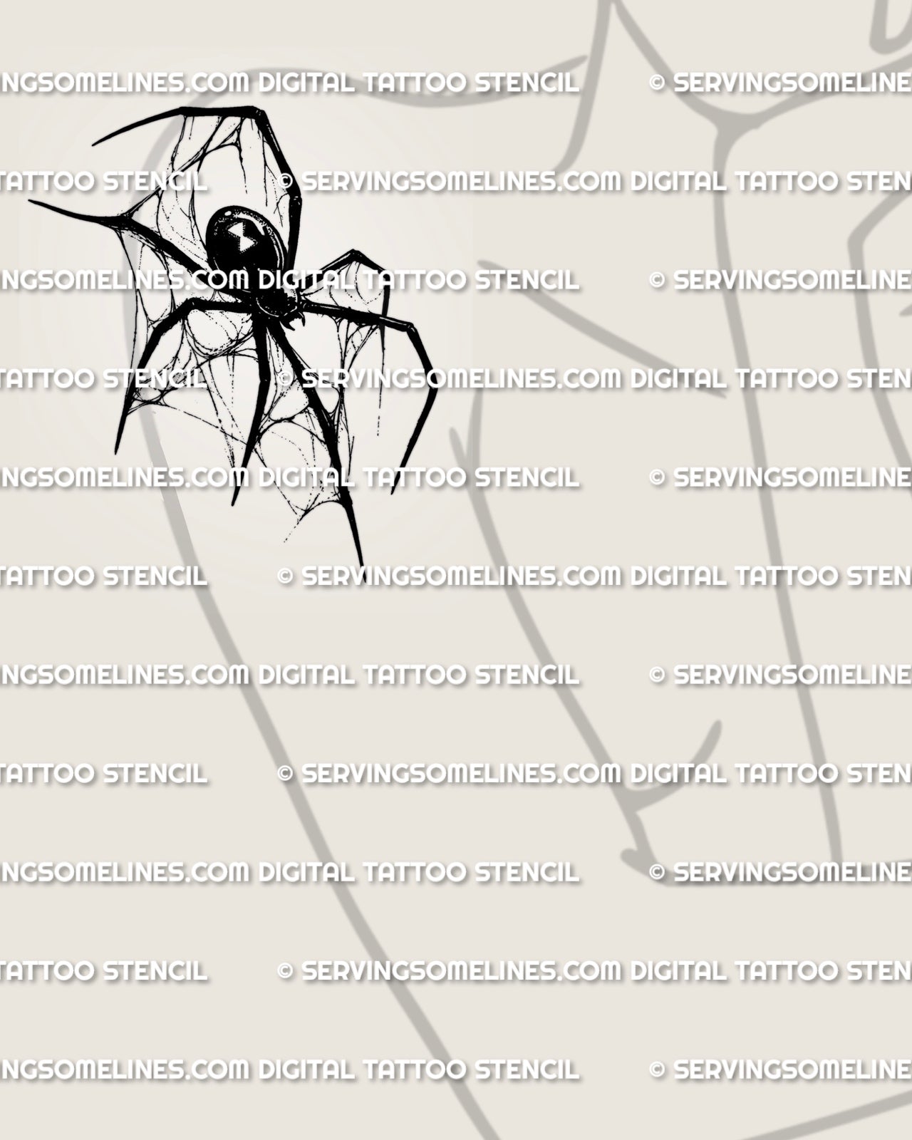 Black widow tattoo shown on women’s upper arm placement with hourglass abdomen detail and clean spider silhouette.