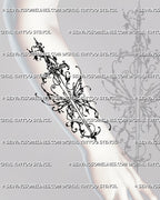 Butterfly wing sword tattoo shown on the forearm with a narrow fantasy blade, irregular wings, curling tendrils, distressed black ink, and ethereal gothic details
