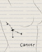 Cancer constellation tattoo displayed on womens side breast placement, small Cancer zodiac constellation tattoo with minimalist stars. 