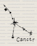 Cancer constellation tattoo stencil design, minimalist Cancer star constellation tattoo with clean dot stars, printable stencil file.v