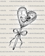 Candy heart lollipop tattoo stencil with scorpion detail, dotted heart texture, bow handle, and black outline.
