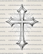 Cross tattoo stencil with pointed ends, shaded linework, radiant rays, and clean printable cross design file. 
