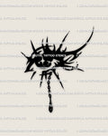Neotribal crying eye tattoo stencil with gothic third eye and chain tear, dark feminine digital tattoo design download.