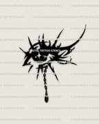 Neotribal crying eye tattoo stencil with gothic third eye and chain tear, dark feminine digital tattoo design download.