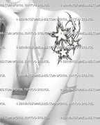 Cyber sigilism star cluster tattoo displayed on women’s upper arm, with three sharp stars and thin flowing interior lines