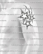 Cyber stars tattoo stencil displayed on men’s upper arm, with three grouped stars, thin interior lines, and bold modern shape 