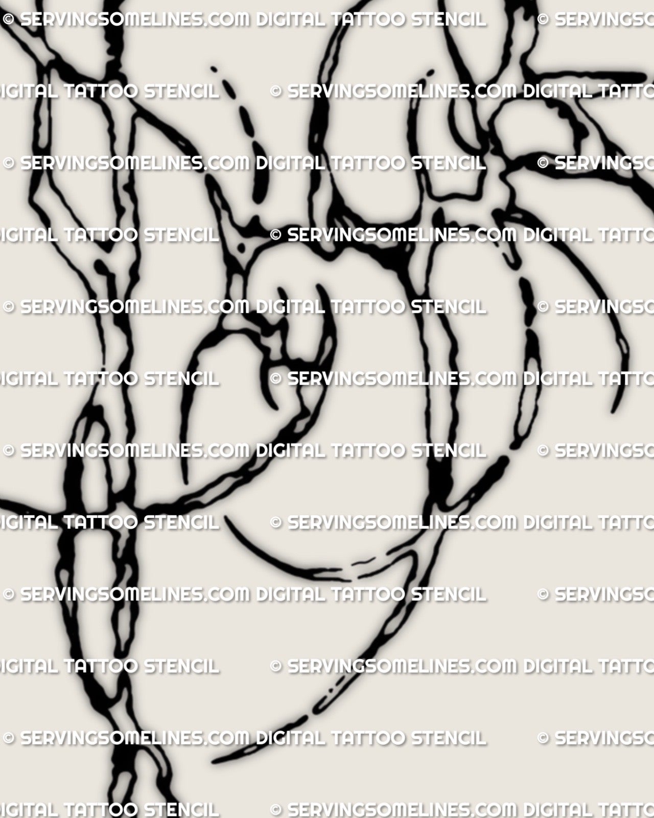 closeup of cyber tribal tattoo showing engineered curves, biomech edges, and sharp masculine detailing for spine and shoulder ideas