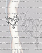 Cybersigilism heart tattoo stencil shown on forearm placement with open sigil heart shape and tapered point.