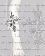 Cybersigilism lily cross tattoo stencil shown on forearm placement with tall cross shape and clear lily flower detail