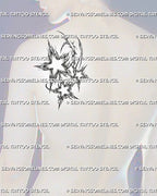 Cybersigilism three star tattoo shown on men’s shoulder blade placement, with compact cluster shape and modern cyber linework