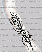 Dark blackwork heart tattoo extending from the hand through the wrist into the forearm with linked heart shapes, gothic cybersigilism details, and aggressive neotribal linework