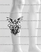 Dragon and sword tattoo stencil shown on calf with winged warrior, slain dragon head, and vertical medieval fantasy composition