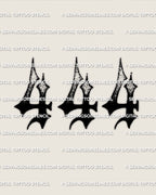 Gradient 444 tattoo stencil with shaded angel number style, sharp number shape, and softer textured fill.