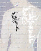 Moon Key Tattoo Stencil