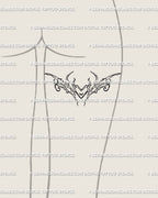 Back of thigh Taurus tattoo design, neotribal cyber tribal heart horns linework with elegant curves and balanced digital tattoo stencil.