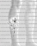 Lily floral tattoo stencil shown on calf placement, with long stem, leaf detail, and readable black flower linework 