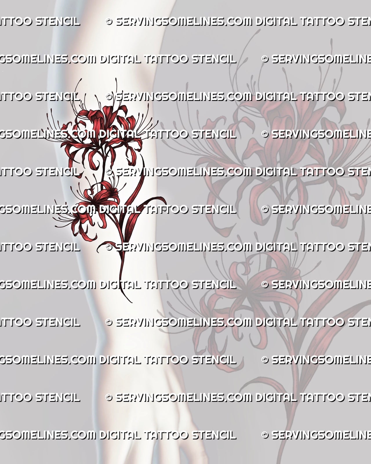 spider lily tattoo stencil Red Spider Lily Tattoo Stencil