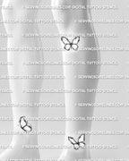 Small barbed wire butterfly tattoo shown on ankle placement with delicate wings and pointed wire detail