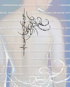 smaller cyber biomech back tattoo display for men featuring abstract engineered spine lines and modern tribal aesthetic