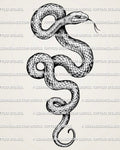 Snake tattoo stencil with detailed scale texture, raised serpent head, forked tongue, and long curved body.
