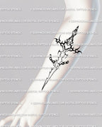 sword tattoo placed on forearm, modern cyber-tribal dagger design with chain breaker handle representing resilience and self-power