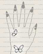 Tiny barbed wire butterfly tattoo shown on hand placement with compact wing shape and small wire accents