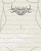underbust tattoo mockup with ornamental heart emblem and fine line curves placed beneath sternum for feminine modern body 
