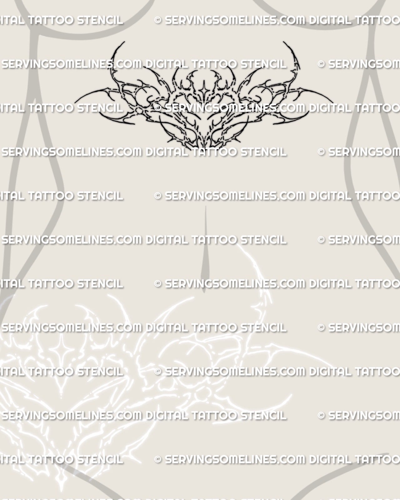 underbust tattoo mockup with ornamental heart emblem and fine line curves placed beneath sternum for feminine modern body 