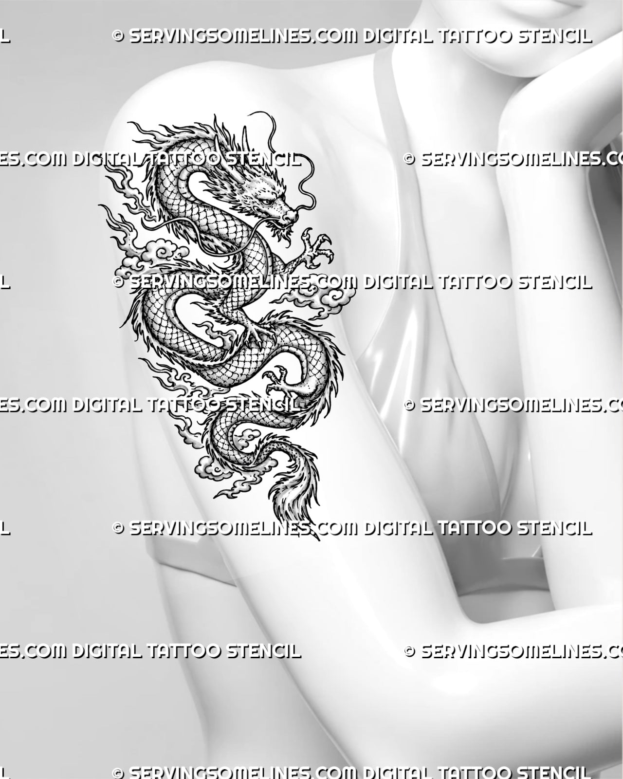 Chinese Dragon Tattoo Stencil