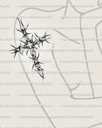 Wrapped barbed wire cross tattoo displayed on women’s arm preview with dark wire texture and clean cross silhouette
