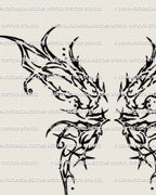 abstract butterfly wings outline with sharp ornamental curves and bold gothic edges created as a digital stencil for versatile placements