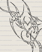 Close-up view of the cyber tribal heart tattoo stencil showing fine ornamental lines and abstract neotribal detailing.