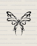 Abstract ribbon bow tattoo stencil design, compact ornamental bow with printable PNG JPG PDF files for clean stencil transfer.