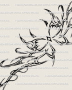 Abstract tribal butterfly tattoo stencil with sharp wings and chrome like accents, detailed ornamental linework for modern lower back designs.
